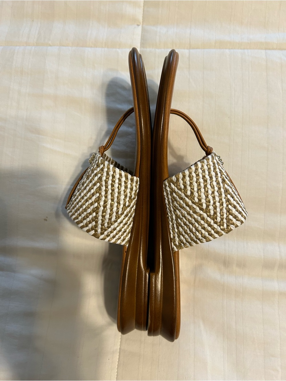 Italian Shoemakers Brown and White Braided Toe-Loop Sandals - Picture 7 of 11